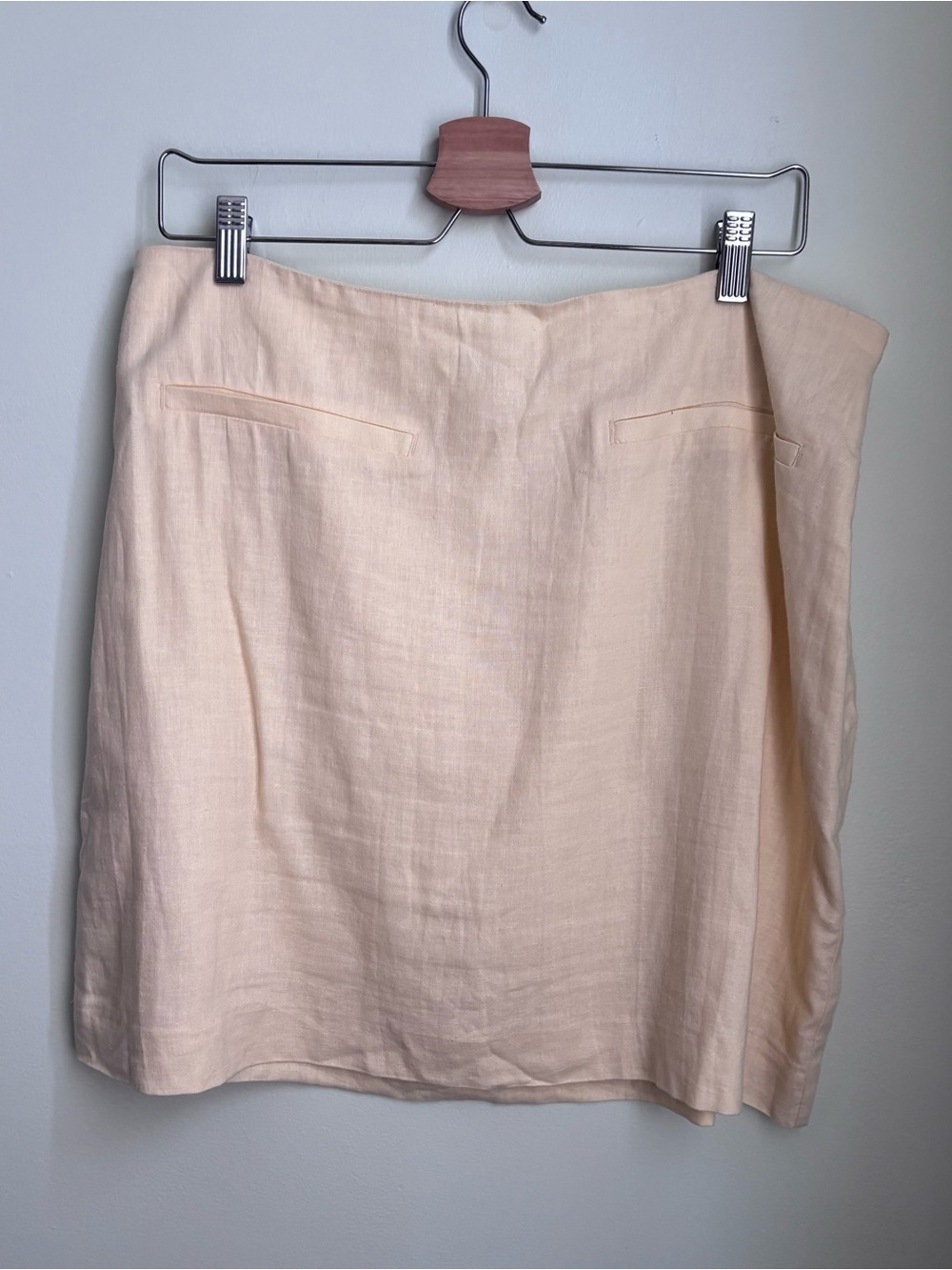 Loft pale yellow Linen blend A-Line Skirt size 12 zip closure